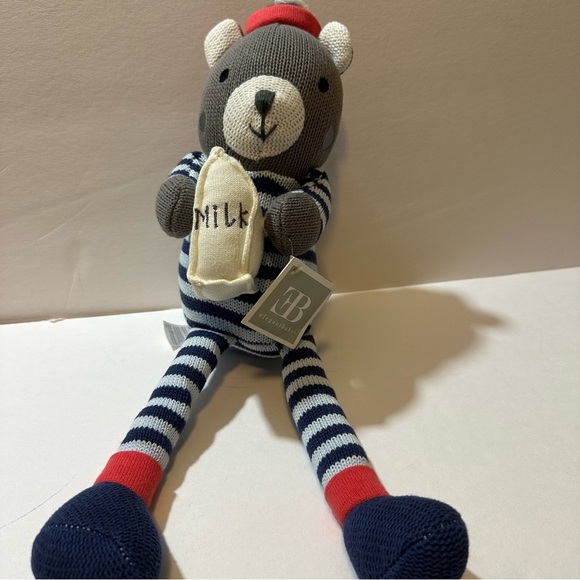 Elegant Baby Knit Bear With Milk Plush Stuffed Animal Cotton NWT - Picture 1 of 5